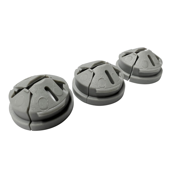 Trio of Dicio knockout connectors ready for quick and secure installation