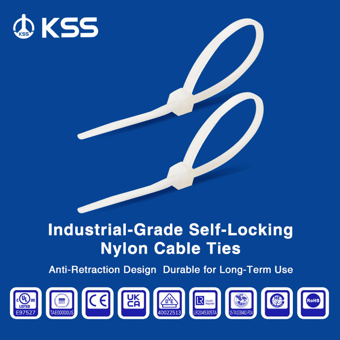 Excellent Quality KSS Conventional Nylon 66 Releasable White Cable Ties 2.4*63.7mm Industrial Fire Rating 94V-2 Certified CV-060