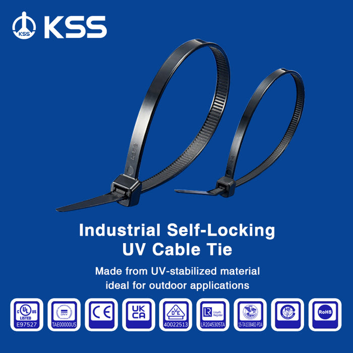 Best Quality KSS Releasable Weather-Resistant UV-Resistant Nylon 66 Cable Ties Black Industrial Use Fastening