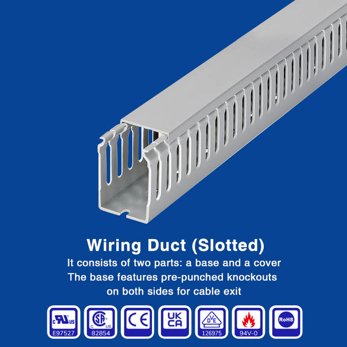 KSS MD Series Slotted PVC Wiring Duct | Gray | UL94V-0 | 2M Length