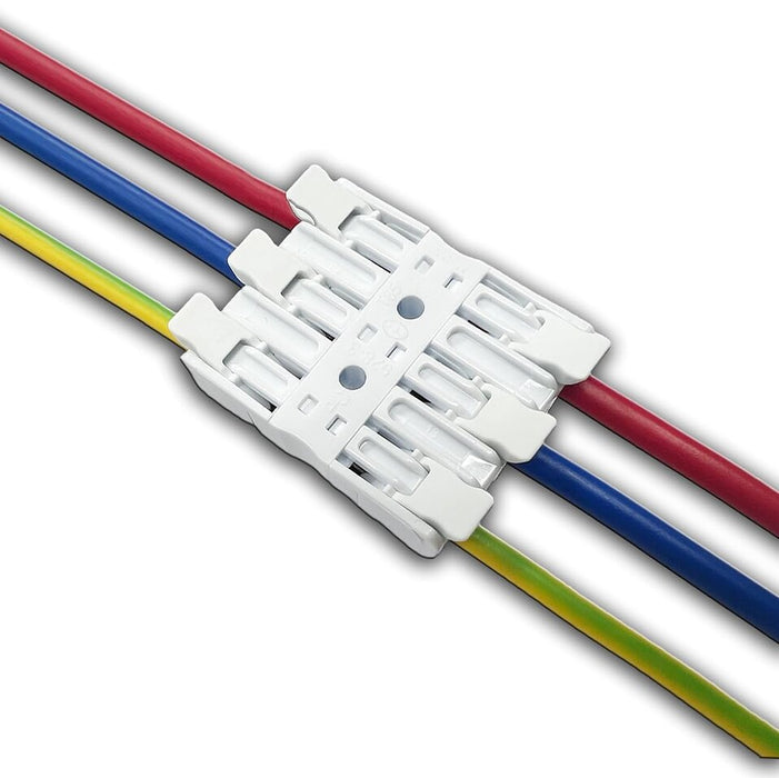 Durable Dicio 6-way white inline wire connector for versatile wiring configurations.