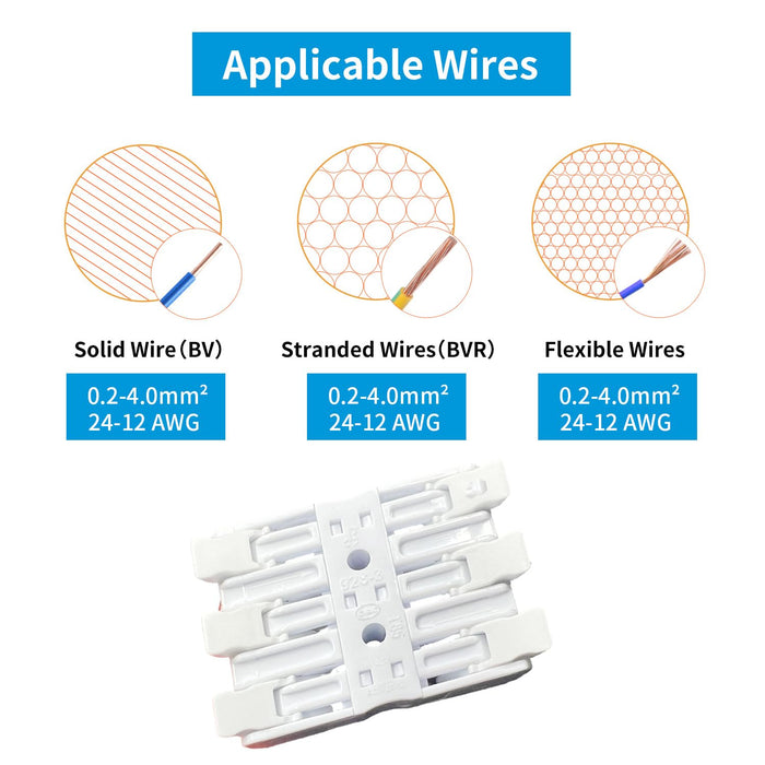 Dicio White Inline Lever Wire Connectors 6-Port 24-12 AWG | 500 PCS/Box | 928_3_white