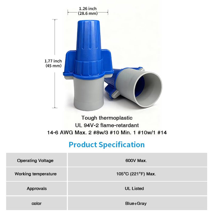 Dicio Blue/Gray Winged Wire Connectors 14-6 AWG | 1500 PCS/Box | BLGY