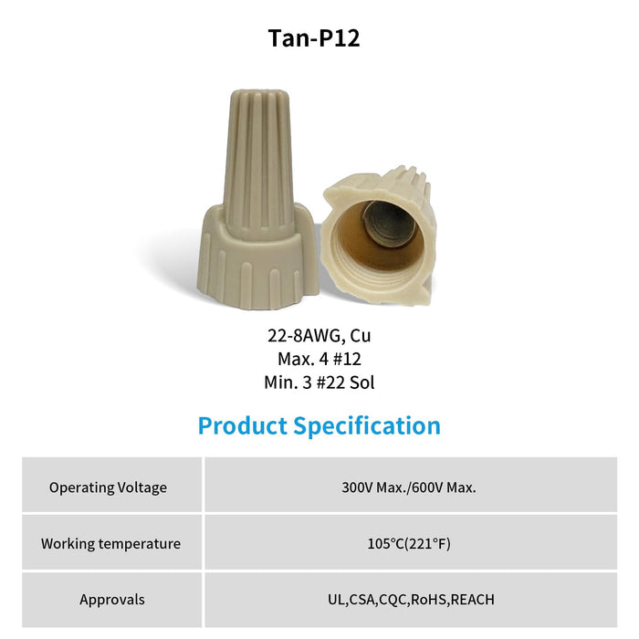 Dicio Tan Winged Wire Connectors 22-8 AWG | 5000 PCS/Box | P12