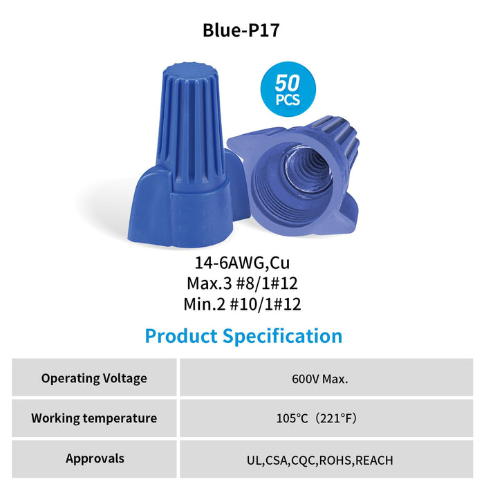 Dicio Blue Winged Wire Connectors 14-6 AWG | 1500 PCS/Box | P17