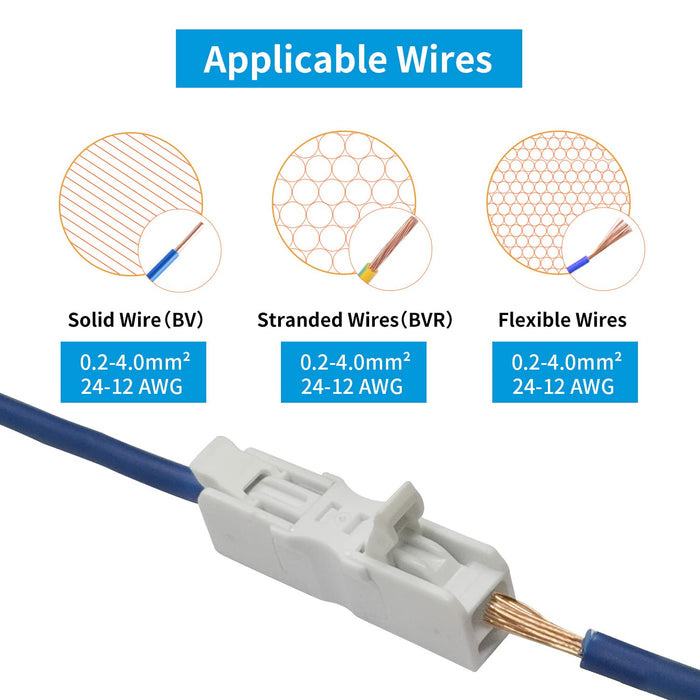 Dicio White Inline Lever Wire Connectors 24-12 AWG | 2500 PCS/Box | 928_1_white