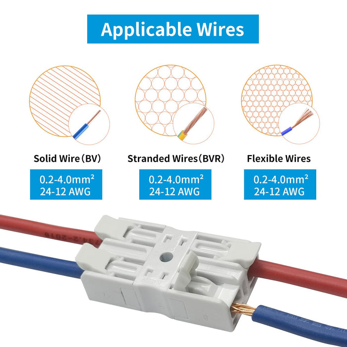 Dicio White Inline Lever Wire Connectors 4-Port 24-12 AWG | 1000 PCS/Box | 928_2_white