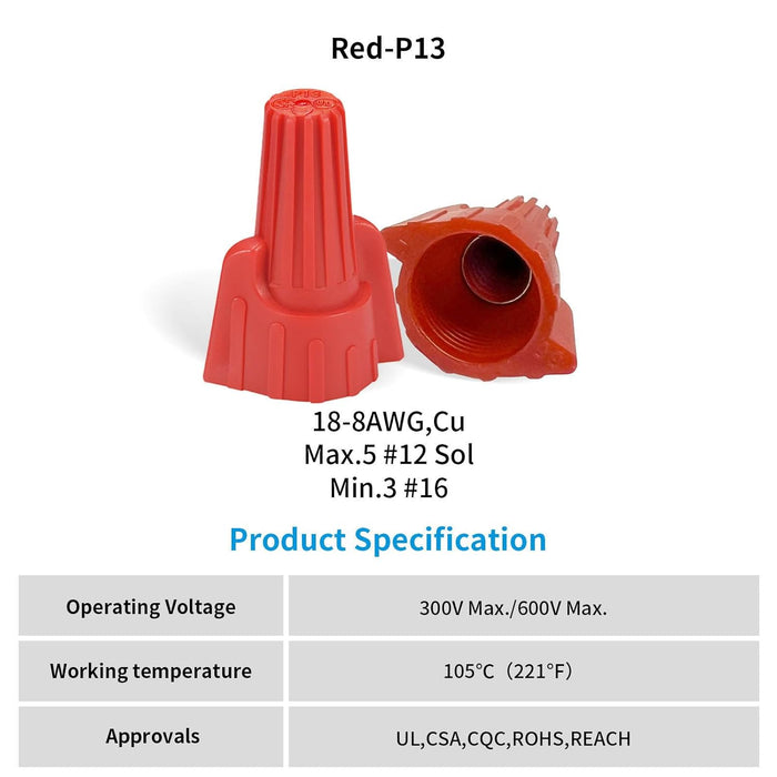 Dicio Red Large Winged Wire Connectors 18-8 AWG | 5000 PCS/Box | P13