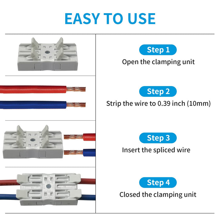 Dicio White Inline Lever Wire Connectors 4-Port 24-12 AWG | 1000 PCS/Box | 928_2_white
