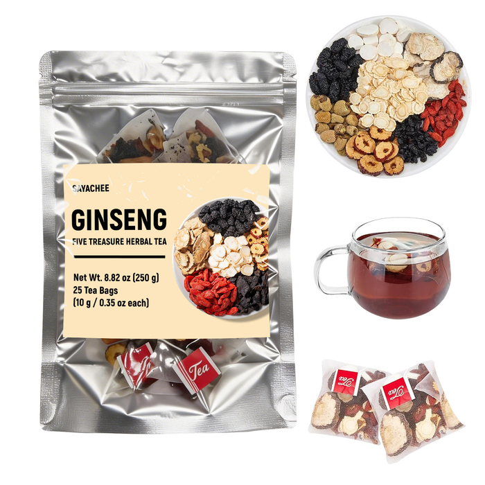 SAYACHEE Ginseng Five Treasure Herbal Tea – 25 Tea Bags | Net Wt. 8.82 oz (250 g)