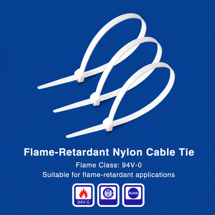 KSS CV-100V0 White Flame-Retardant Nylon 66 Cable Ties 100mm | 10 Packs × 100 PCS