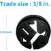 Black mechanical component with measurement details on a white background