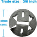 Gray metal lock washer with measurement details on a white background