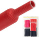 Red heat shrink tube with a clear package of assorted colors on a white background