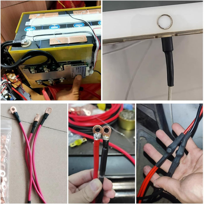 Collage of images showing electrical components and wiring.
