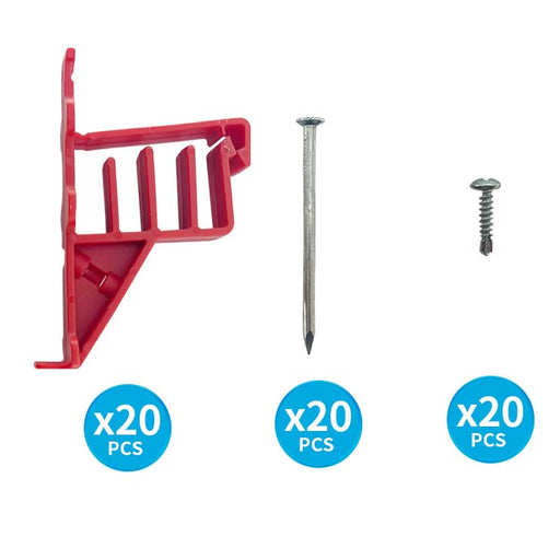 Red Wire Staples with two nails on a white background