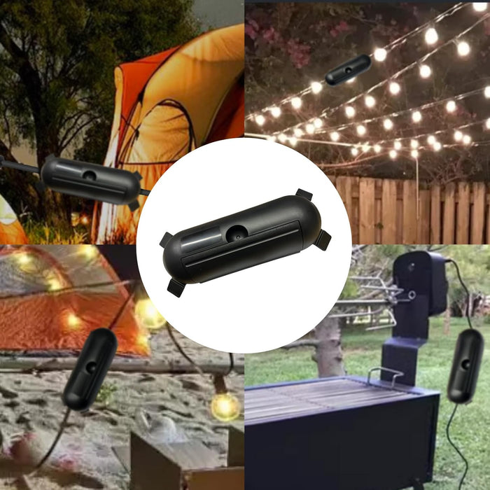 Collage of outdoor settings with a focus on a Extension Cord Cover.