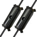Two black Extension Cord Cover with wires on a white background