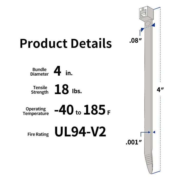 KSS Outdoor UV Resistant Cable Zip Ties CV-100W