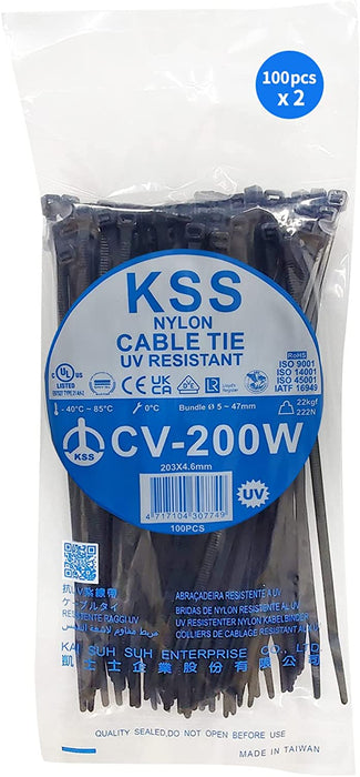 KSS Outdoor UV Resistant Cable Ties - Heavy Duty Nylon Zip Ties for Home, Garden, Industrial Use